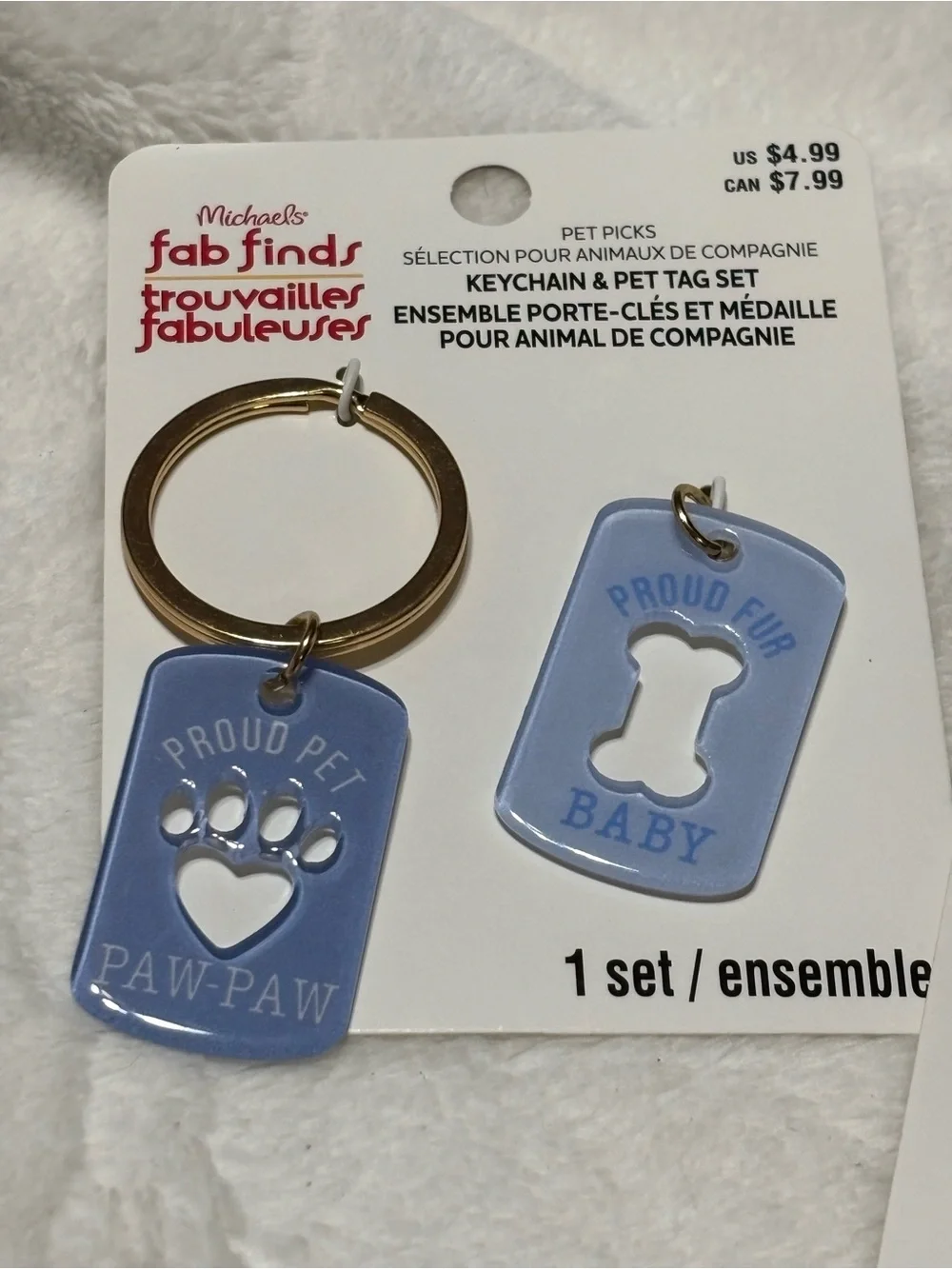 2 Proud Pet Baby Paw Keychain Sets - Light Blue